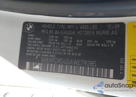 2010 BMW X3 xDrive30I from USA, damaged, VIN WBXPC9C45AWE79285